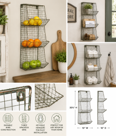 Farmhouse 3-Tier Wire Wall Bin Organizer