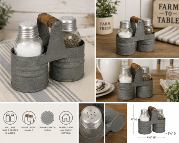 Farmhouse Salt & Pepper Caddy Set