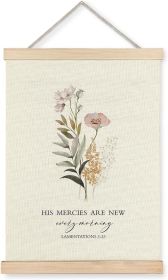 Christian Wall Art Decor for Bedroom Living Room Office, His Mercies are New Every Morning Scripture Wall Art Framed 12x16, Christian Gifts for W