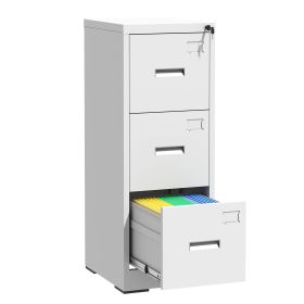 3 Drawer Metal Vertical File Cabinet with Lock and Card Slot Office Home Vertical File Cabinet for A4 Legal/Letter Size Narrow File Cabinet Locke