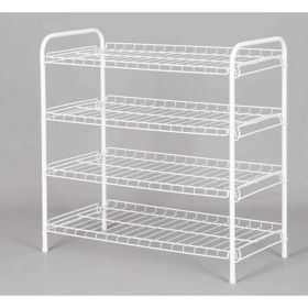 (2 Pack)4-Tier Steel Wire Shoe Organizer, Holds up to 12 Pairs, Arctic White